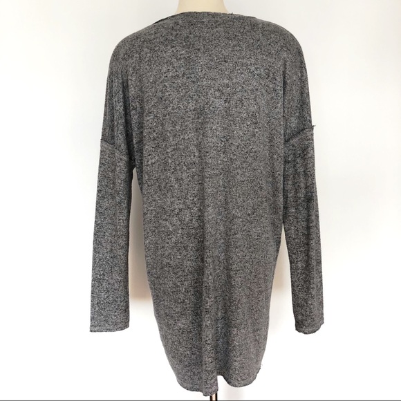 PAPER CRANE Grey Long Sleeve Raw Edge Tunic - Picture 5 of 6